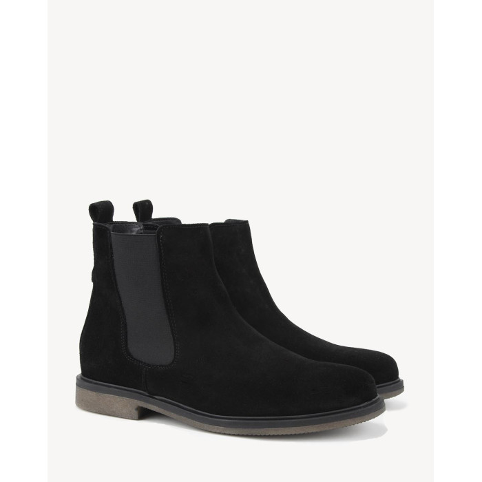 Black Men's slippers leather velour