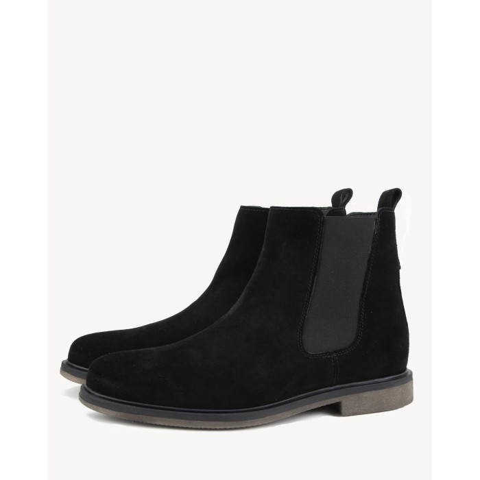 Black Men's slippers leather velour