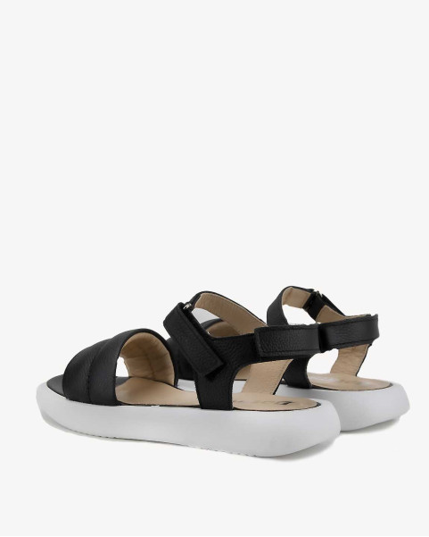 Black full grain leather sandals