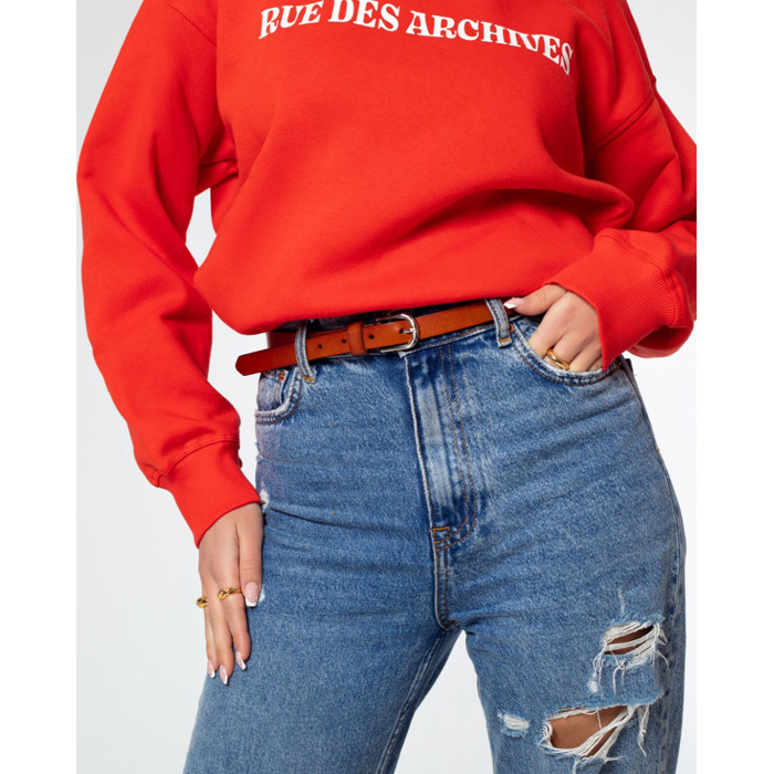 Pasek skórzany rudy