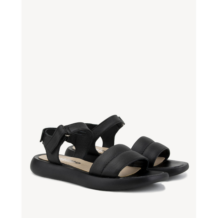 Black sandals grain leather