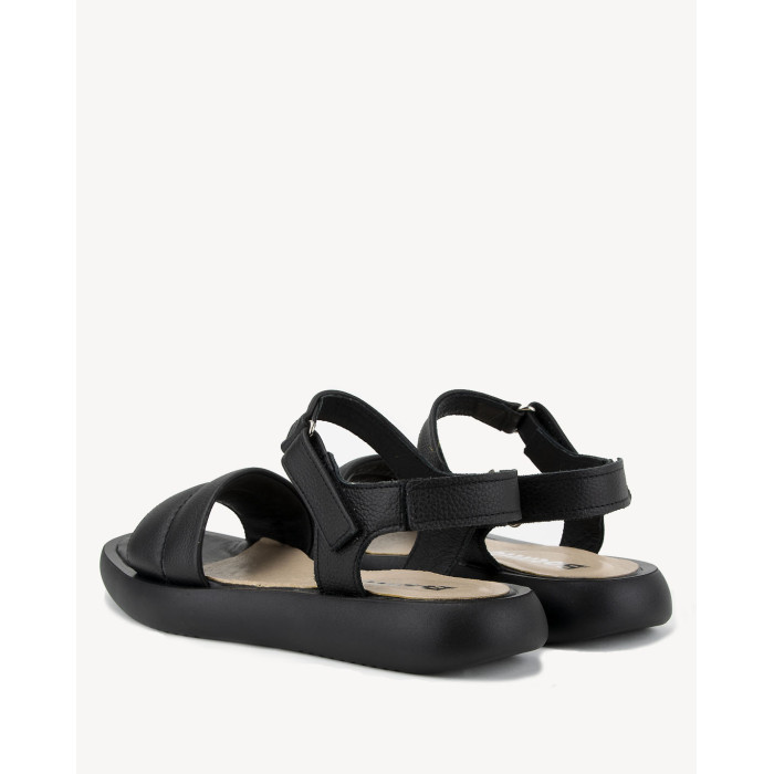 Black sandals grain leather