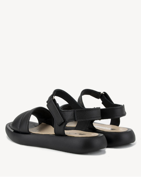 Black sandals grain leather