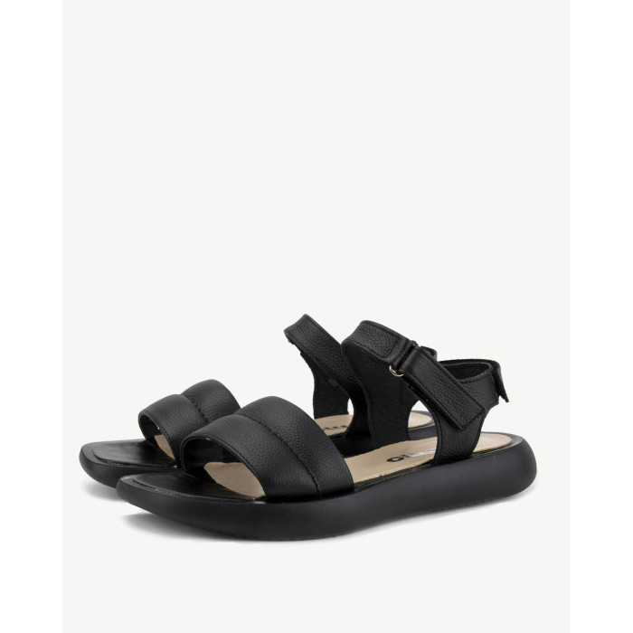 Black sandals grain leather