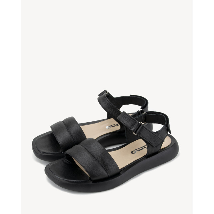 Black sandals grain leather