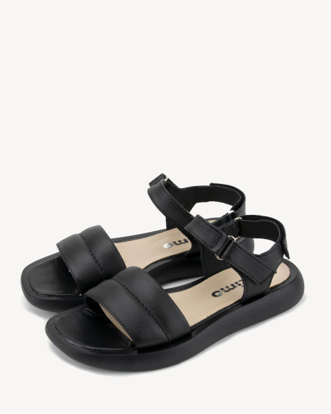 Black sandals grain leather