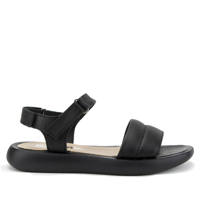 Black sandals grain leather