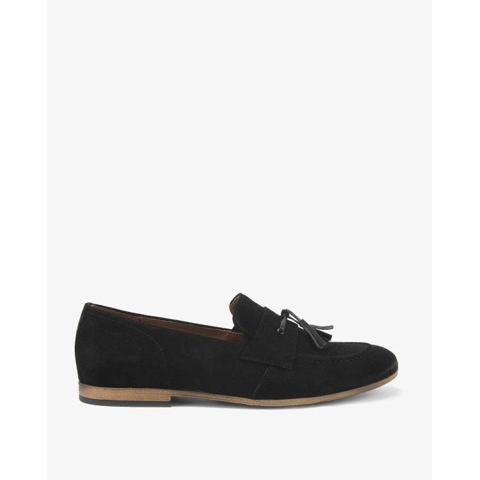 Black moccasins elegant leather velour