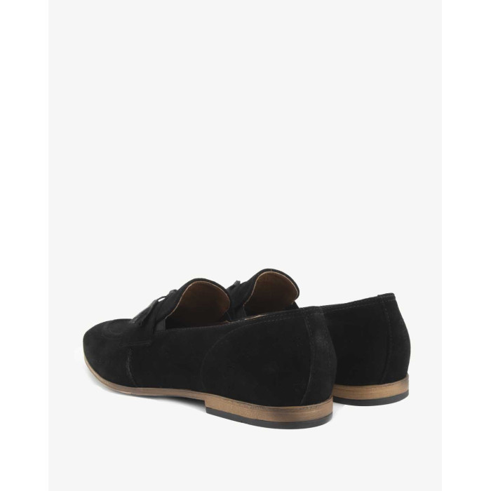 Black moccasins elegant leather velour