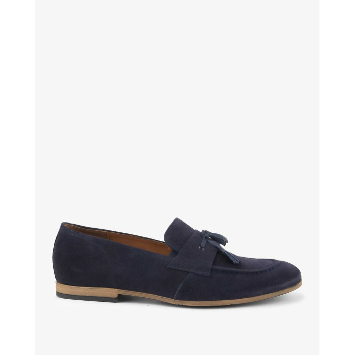 Navy blue moccasins elegant velour leather