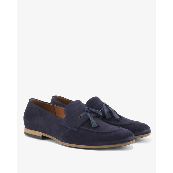 Navy blue moccasins elegant velour leather