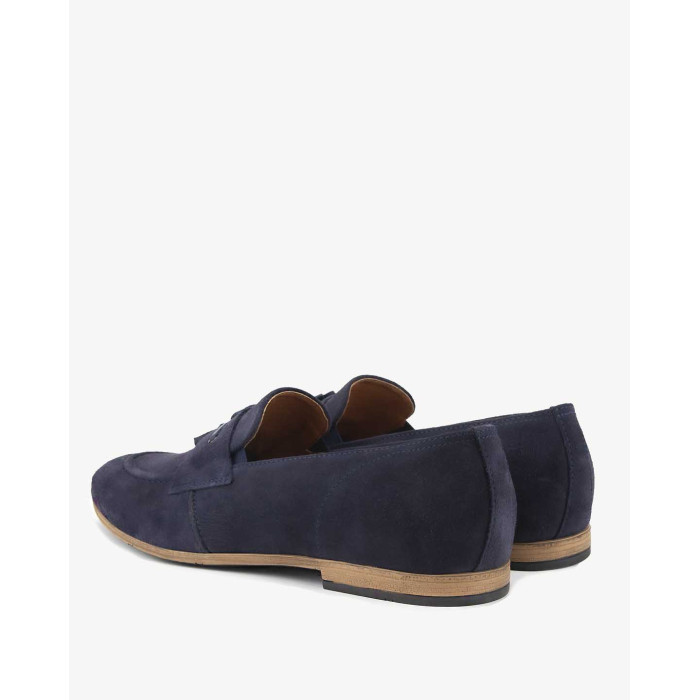 Navy blue moccasins elegant velour leather