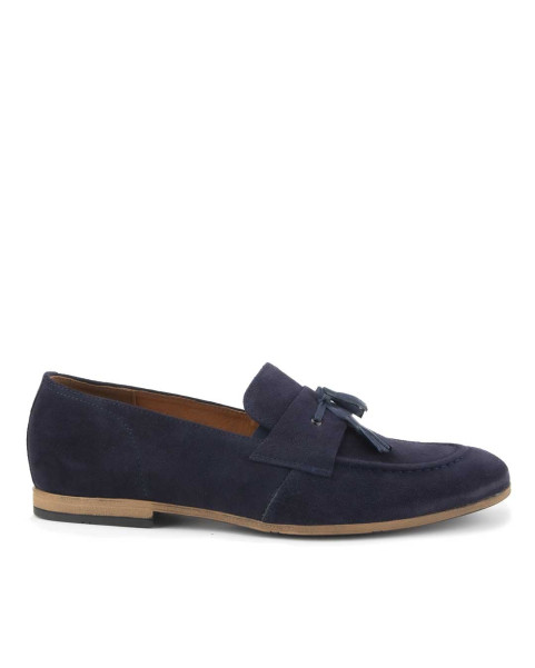 Navy blue moccasins elegant velour leather