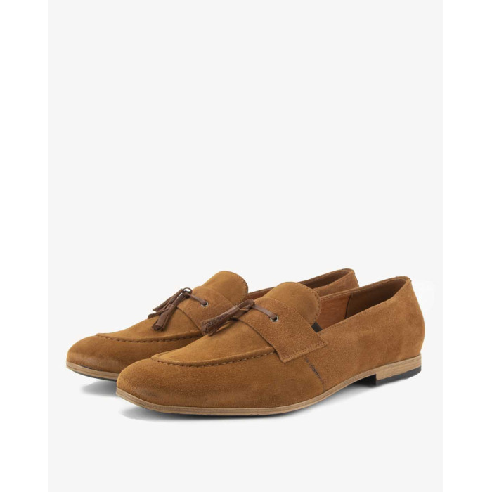 Męskie Rude Mokasyny eleganckie skóra welur