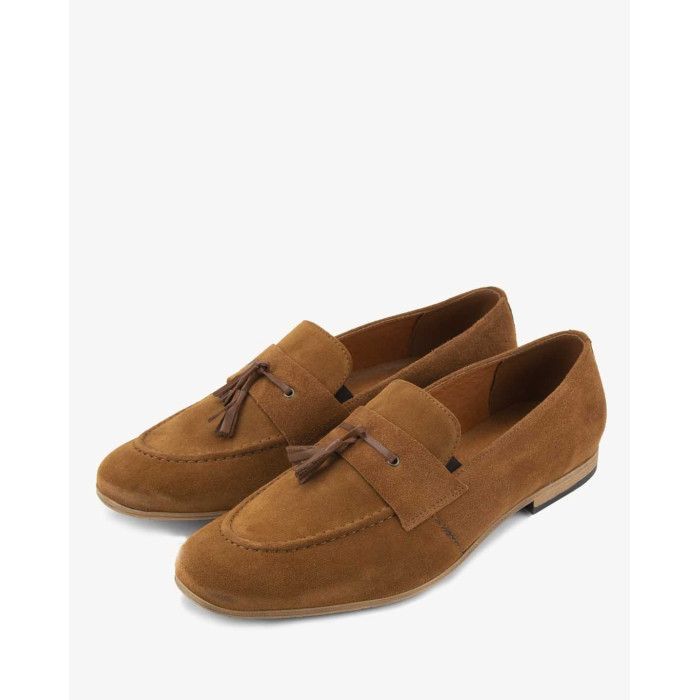 Męskie Rude Mokasyny eleganckie skóra welur