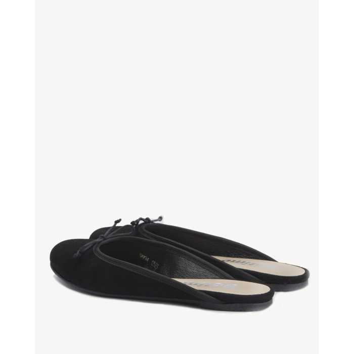 Black suede flip-flops with built-in front