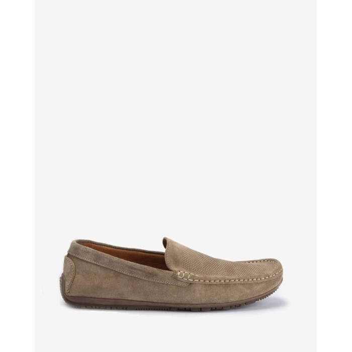 Beige men's moccasins velour leather