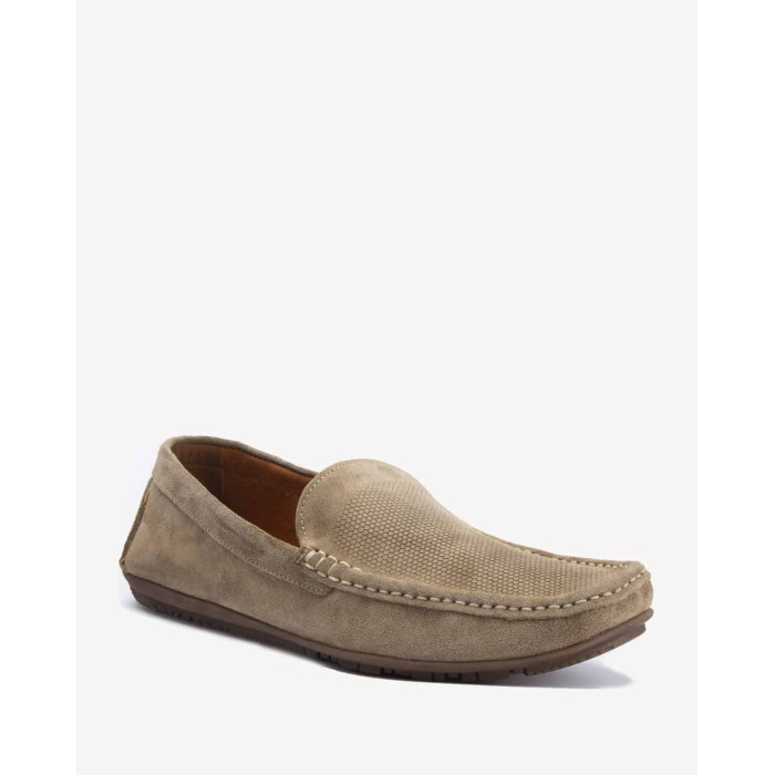Beige men's moccasins velour leather