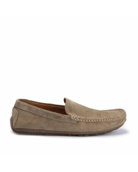 Beige men's moccasins velour leather