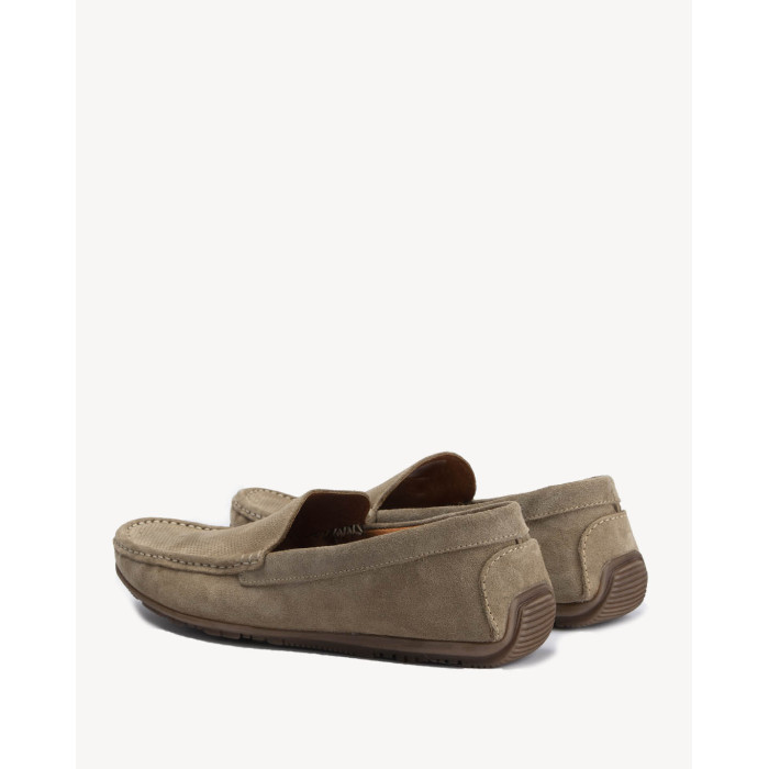 Beige men's moccasins velour leather