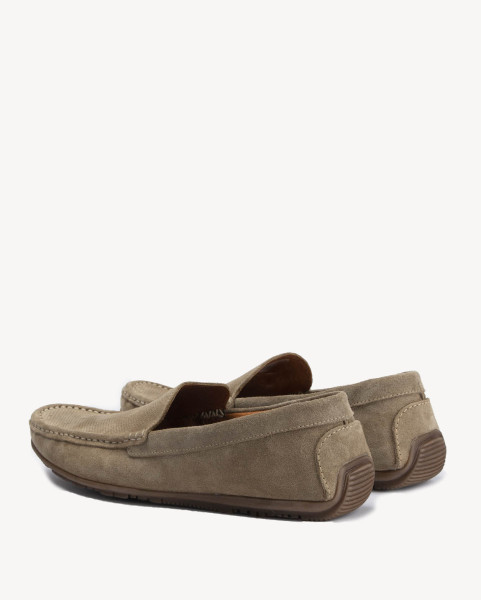 Beige men's moccasins velour leather