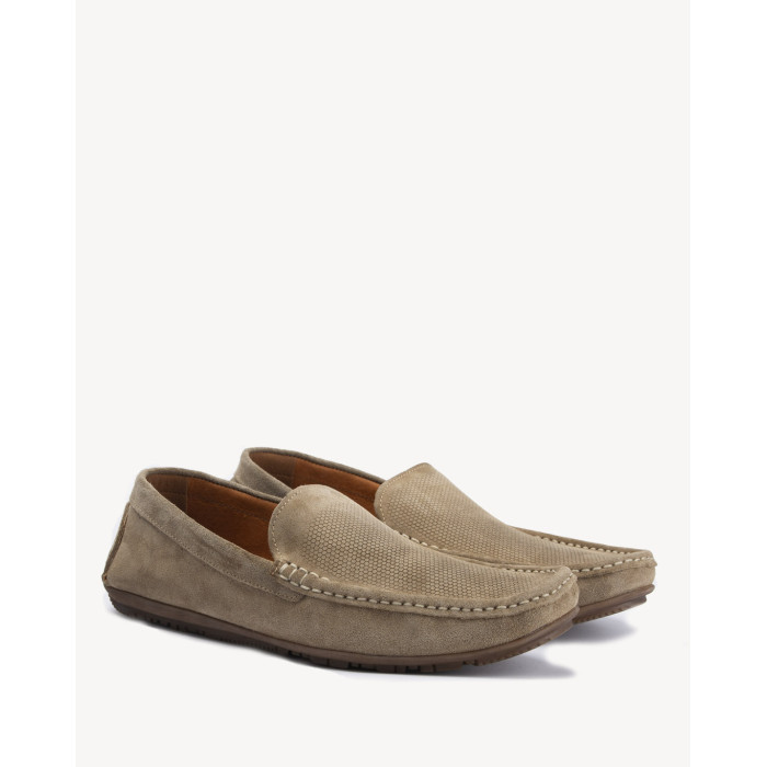 Beige men's moccasins velour leather