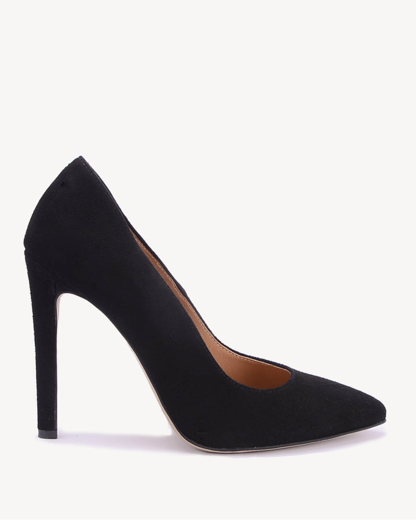 Black suede stilettos with 11 cm heel