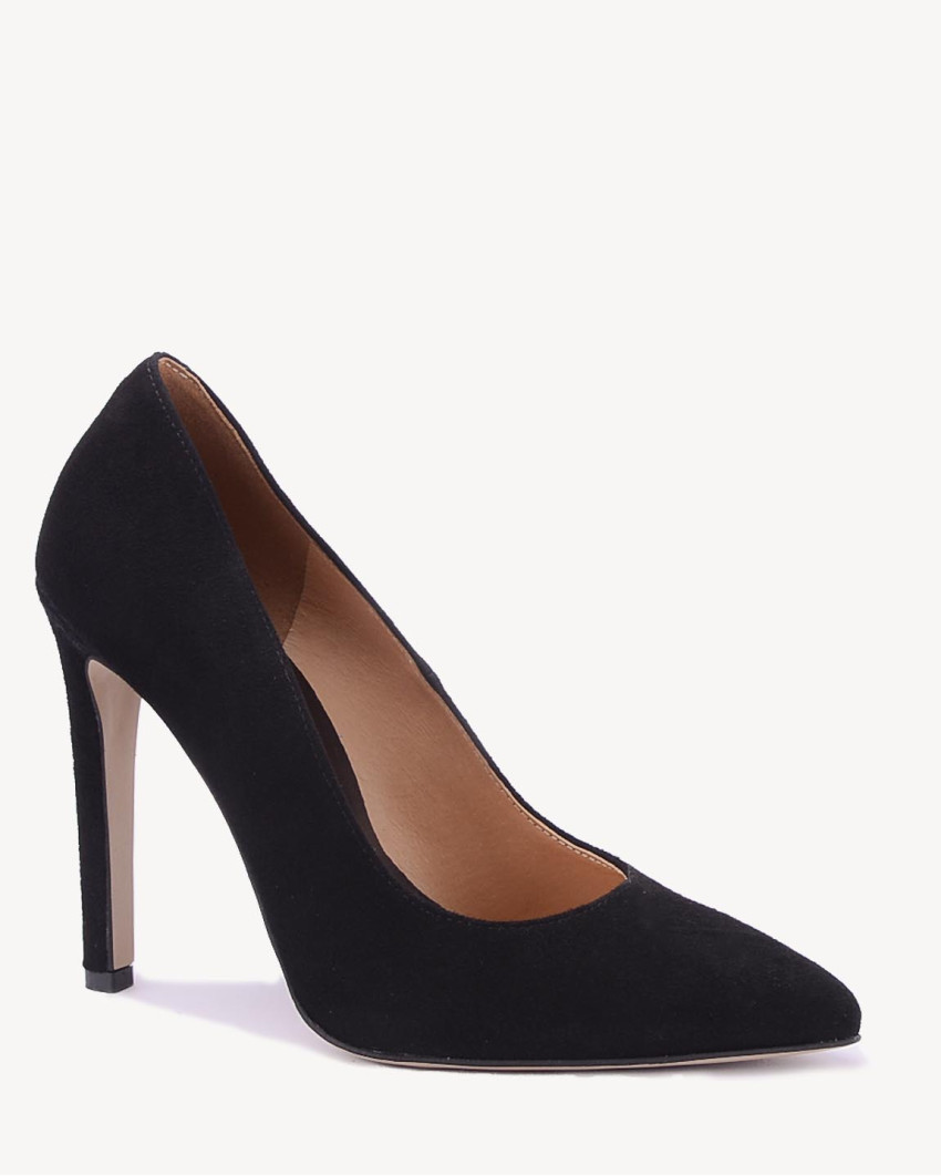 Black suede stilettos with 11 cm heel