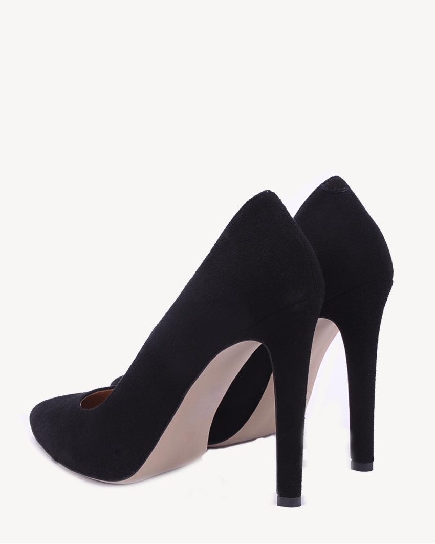 Black suede stilettos with 11 cm heel