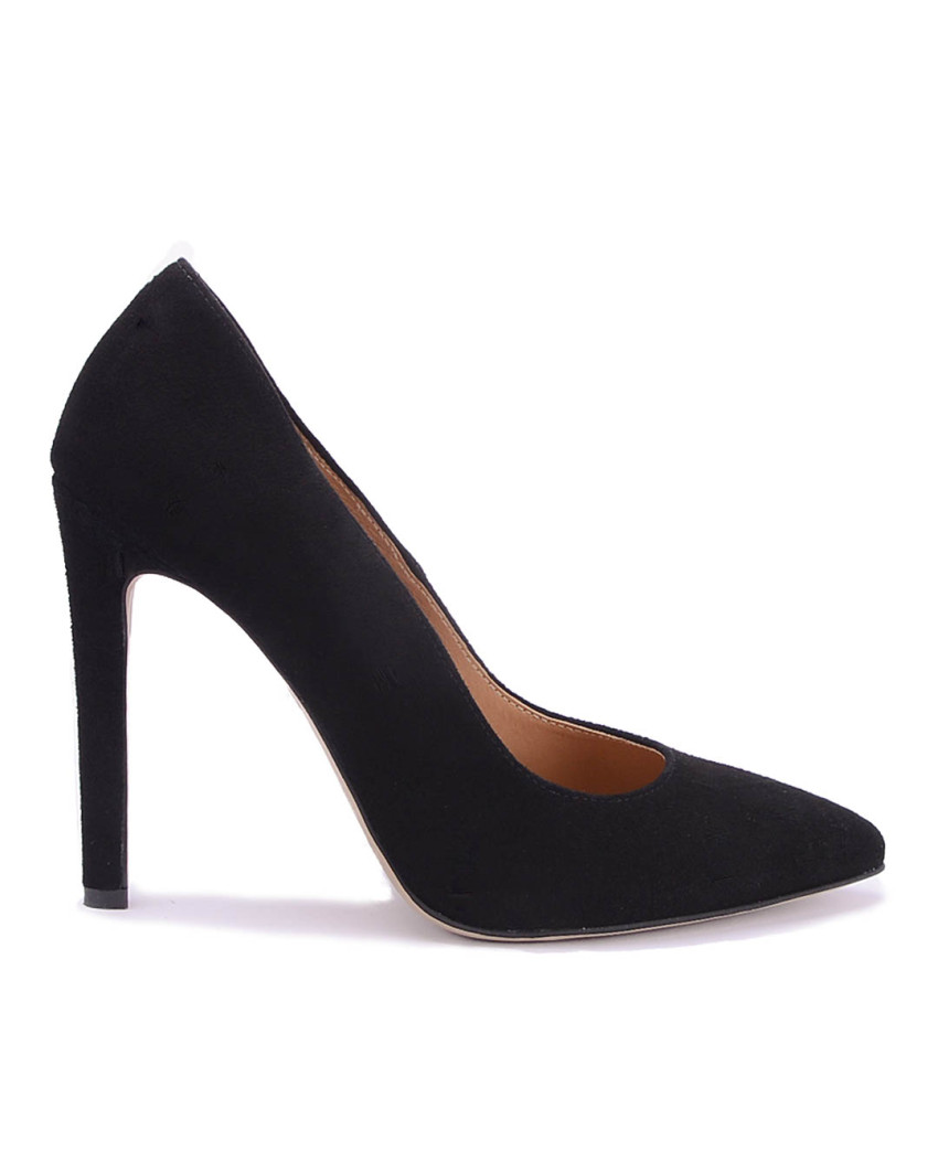 Black suede stilettos with 11 cm heel
