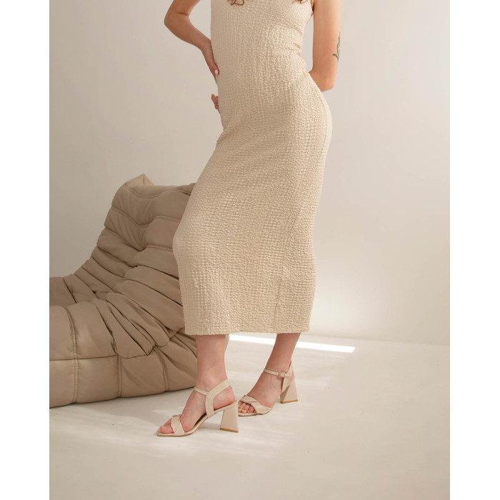 Beige sandals with 8cm heel