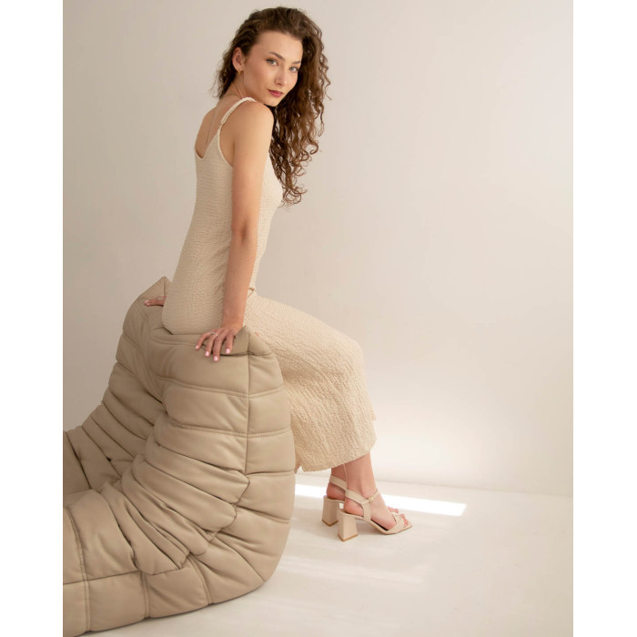 Beige sandals with 8cm heel