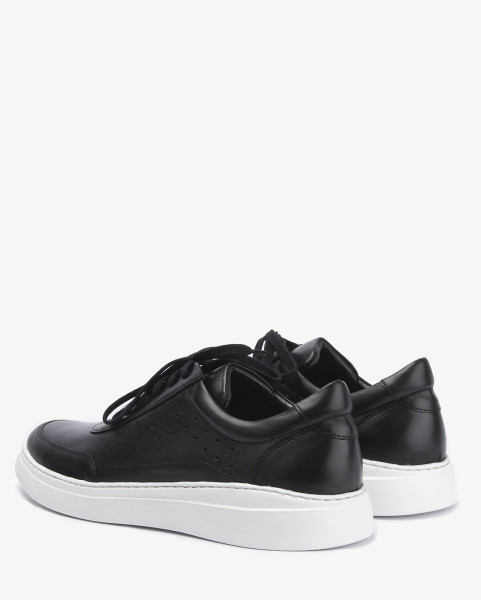 Black leather sneakers