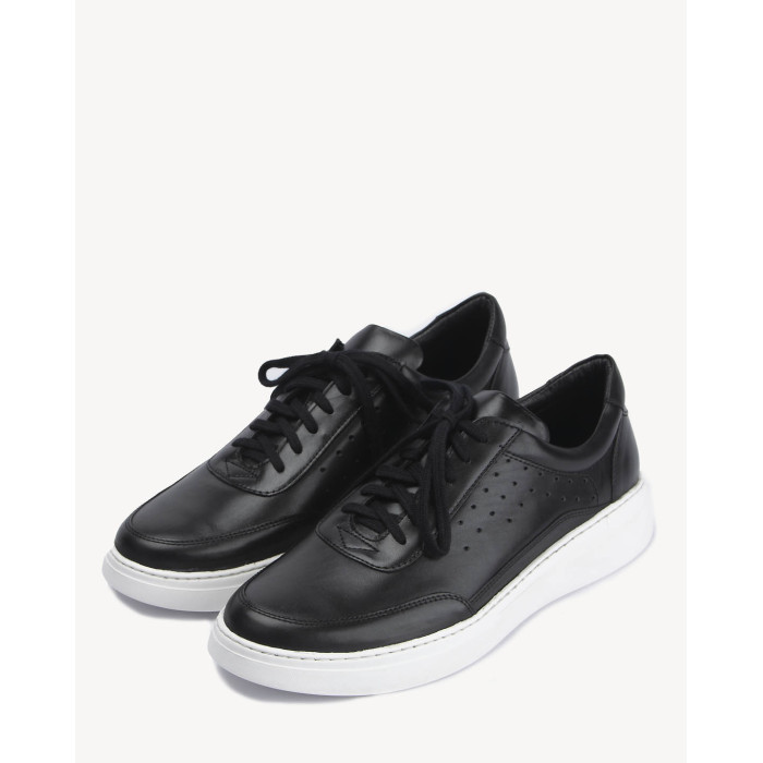 Black leather sneakers