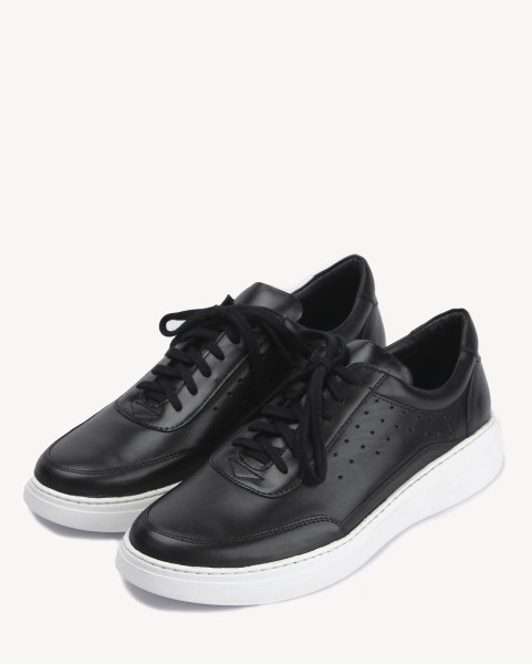 Black leather sneakers