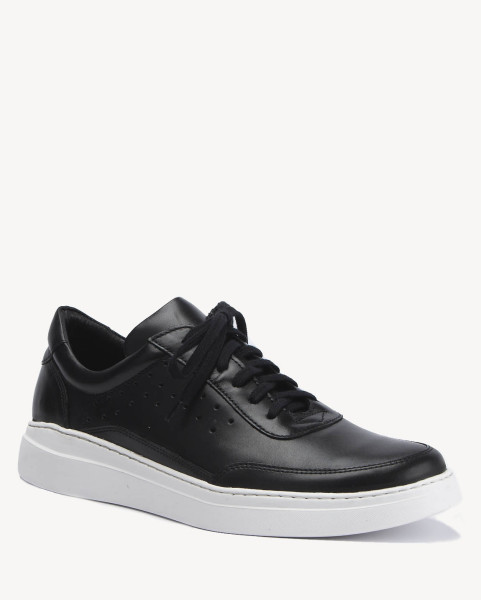 Black leather sneakers