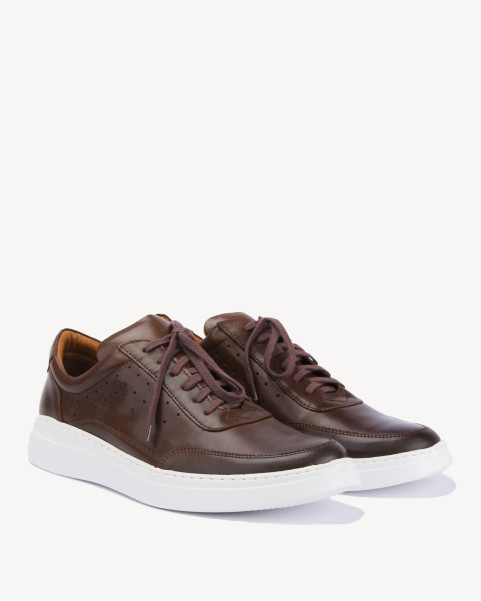 Brown leather sneakers