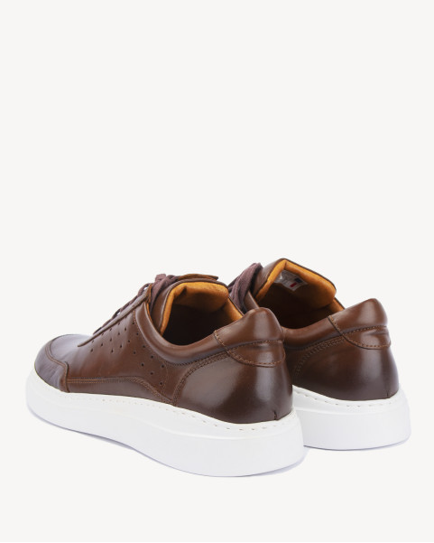 Brown leather sneakers