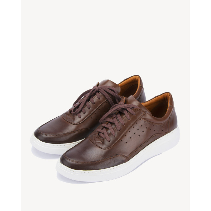 Brown leather sneakers