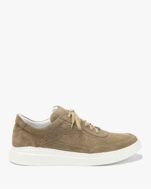 Beige grain leather sneakers