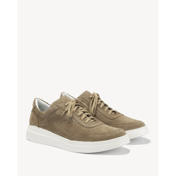Beige grain leather sneakers