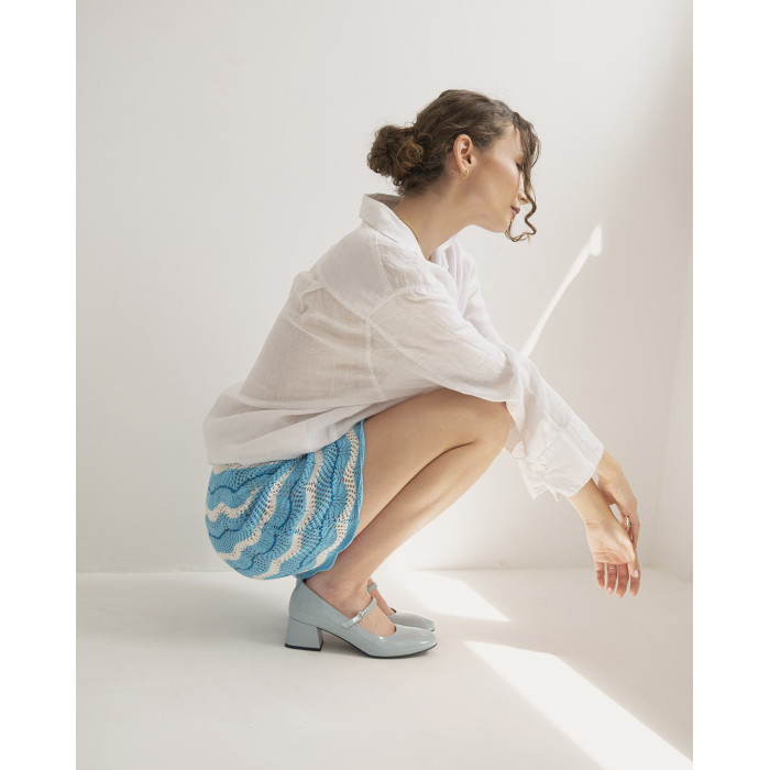 Blue pumps with 4.5 cm heel