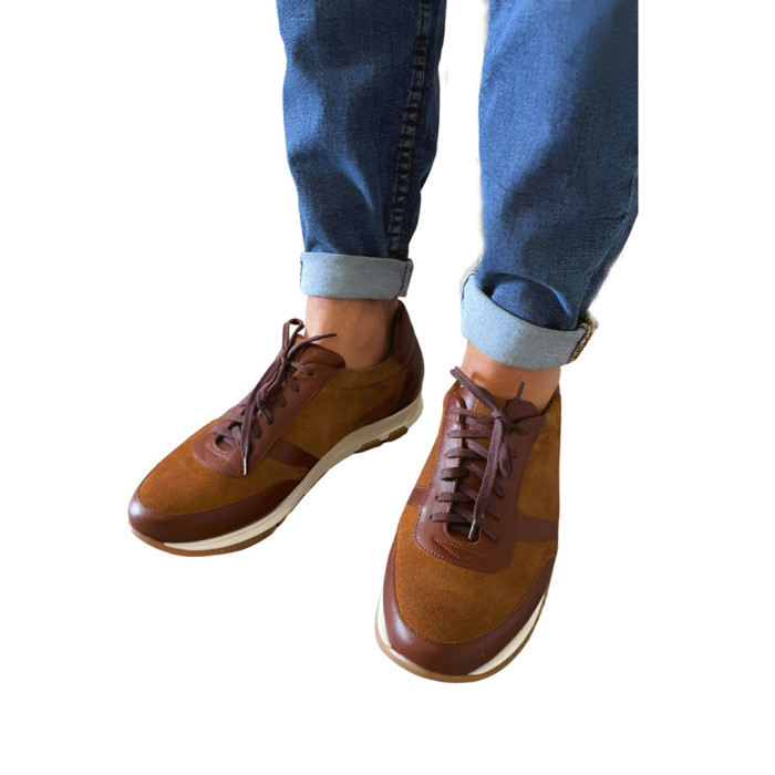 Red sneakers for men velour leather