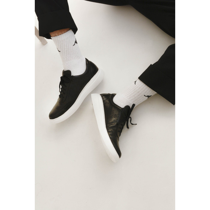 Black leather sneakers