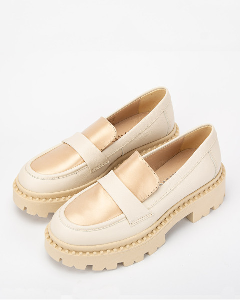 Beige leather moccasin BOTIMO