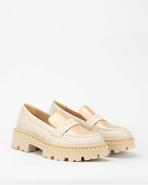 Beige leather moccasin BOTIMO