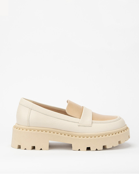 Beige leather moccasin BOTIMO