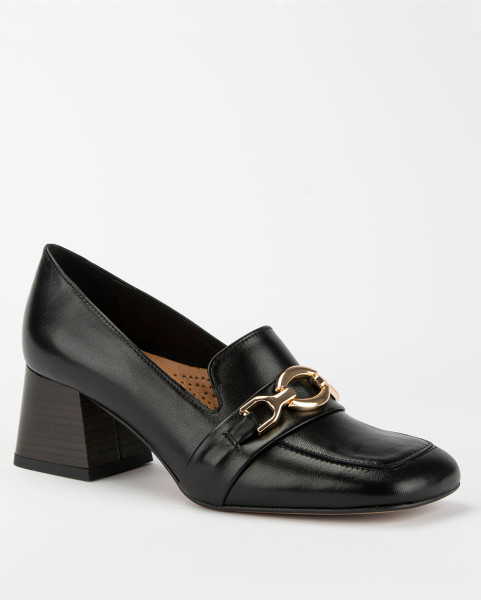 Black leather pumps with...