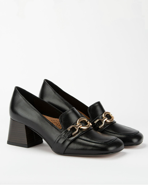 Black leather pumps with...