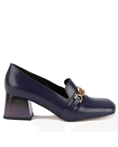 Plum leather pumps with 5.5cm heel